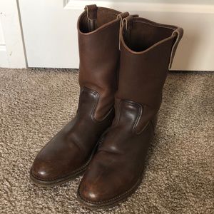 Red Wing brown leather cowboy/work boots